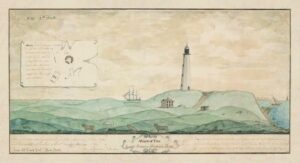 MONTAUK POINT LIGHTHOUSE, NY - Drawing circa 1790 Unframed