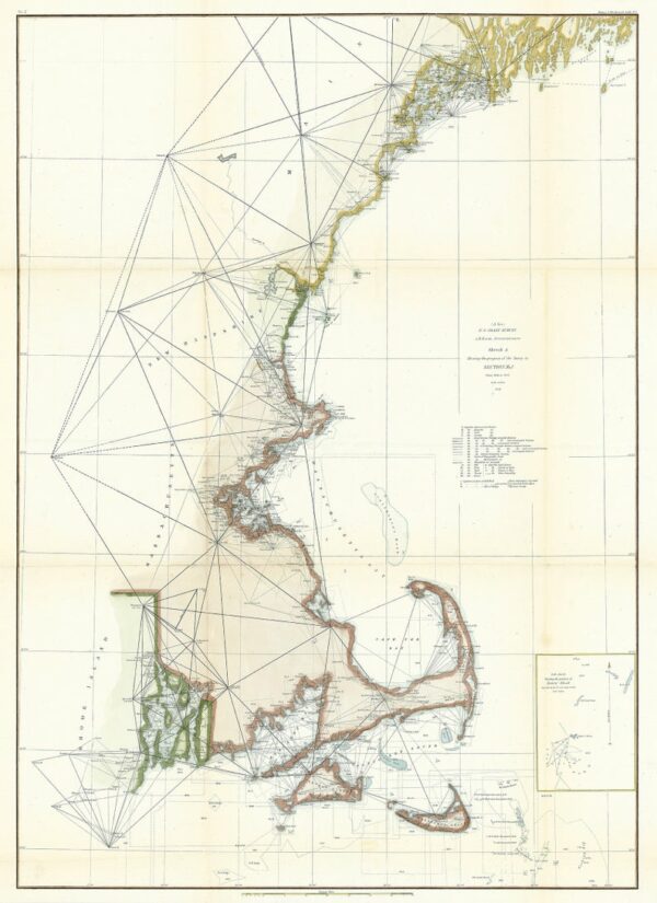 NEW ENGLAND COAST 1855 Nautical Chart Unframed