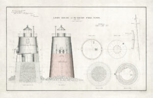 Duxbury Pier Light AKA Bug Light - Lighthouse Plans - 1872 Unframed