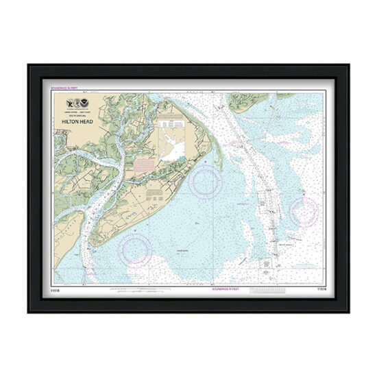 HILTON HEAD, South Carolina Nautical Chart 2015 Frame Center