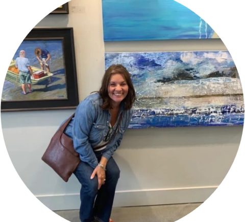 Lara Williams with her encaustic work